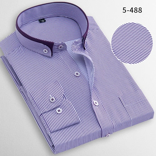 Men's Fashion Non-iron Striped Long Sleeved Business Shirts