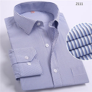 Men's Turndown Collar Long Sleeve Non-Iron Striped Chest Pocket Regular