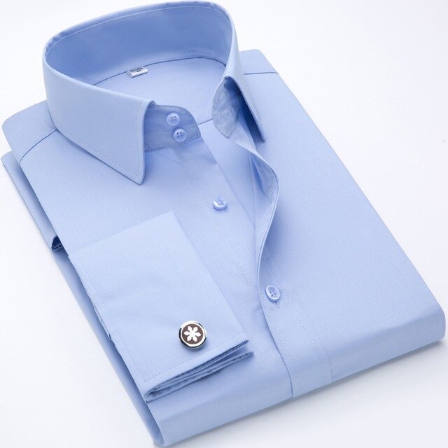 100 % Cotton Mens  Long Sleeve Slim Fit Solid Color Dress Shirts