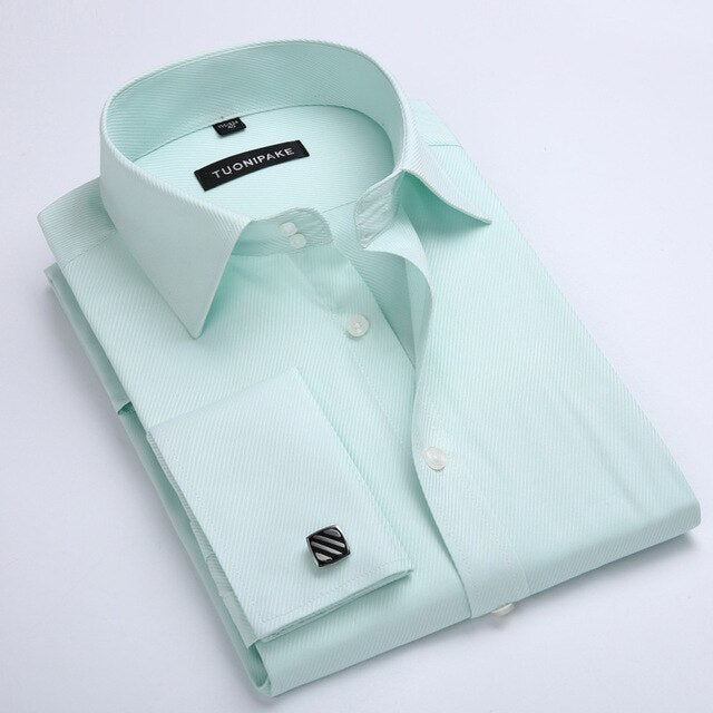 100 % Cotton Mens  Long Sleeve Slim Fit Solid Color Dress Shirts