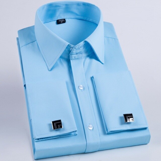 100 % Cotton Mens  Long Sleeve Slim Fit Solid Color Dress Shirts