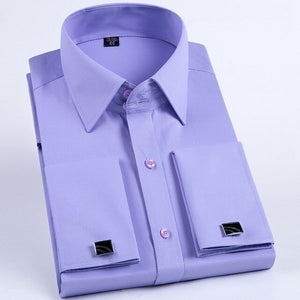 100 % Cotton Mens  Long Sleeve Slim Fit Solid Color Dress Shirts