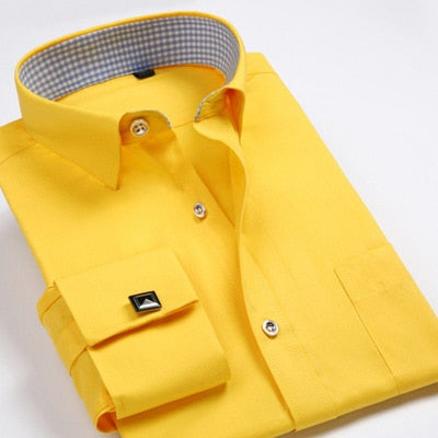 Men's Casual Formal Long Sleeve  Shirts With French Cufflinks