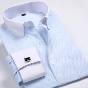 Men's Casual Formal Long Sleeve  Shirts With French Cufflinks