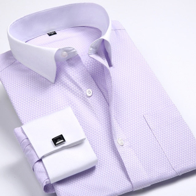 Men's Casual Formal Long Sleeve  Shirts With French Cufflinks