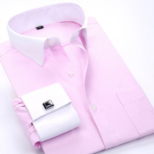 Men's Casual Formal Long Sleeve  Shirts With French Cufflinks