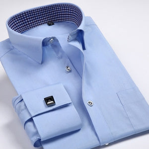 Men's Casual Formal Long Sleeve  Shirts With French Cufflinks