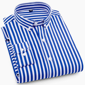 Men's Casual Long Sleeve Striped Business Shirts