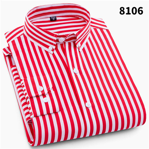 Men's Casual Long Sleeve Striped Business Shirts