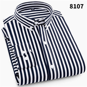 Men's Casual Long Sleeve Striped Business Shirts