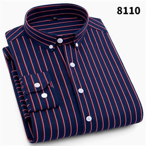 Men's Casual Long Sleeve Striped Business Shirts