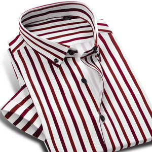 Men's Colorful Stripe Button Down Short Sleeve Business Shirts