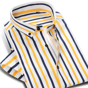 Men's Colorful Stripe Button Down Short Sleeve Business Shirts