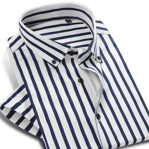 Men's Colorful Stripe Button Down Short Sleeve Business Shirts