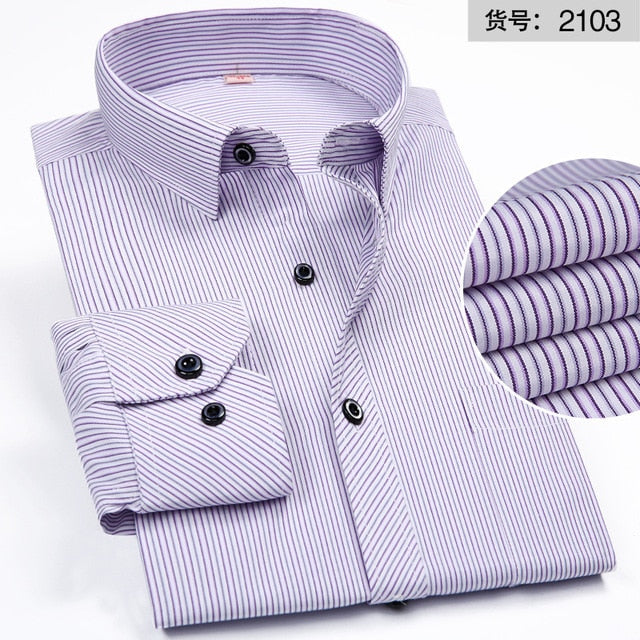 Men's Shirt Long Sleeve Solid Striped Shirts