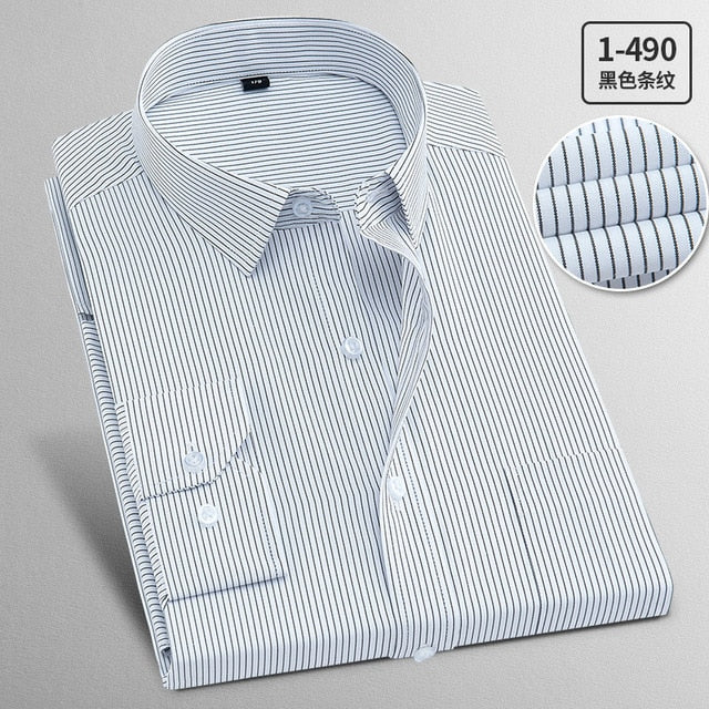 Men's Shirt Long Sleeve Solid Striped Shirts