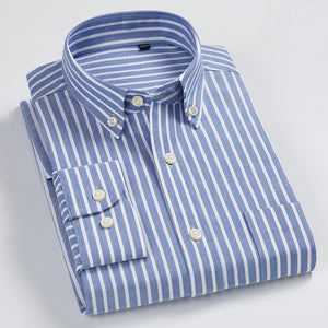 100% Cotton Men'sStriped  Casual Long Sleeve Oxford Business  Shirts