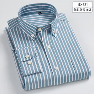 100% Cotton Men'sStriped  Casual Long Sleeve Oxford Business  Shirts