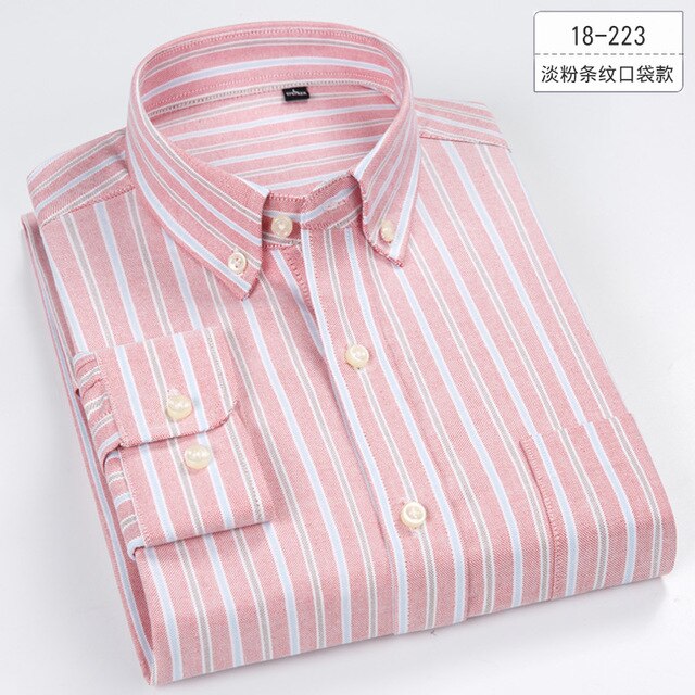 100% Cotton Men'sStriped  Casual Long Sleeve Oxford Business  Shirts