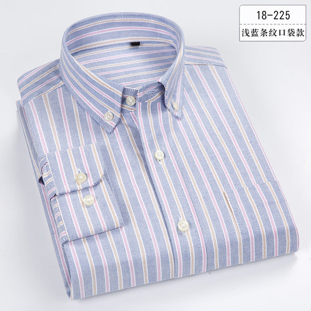 100% Cotton Men'sStriped  Casual Long Sleeve Oxford Business  Shirts