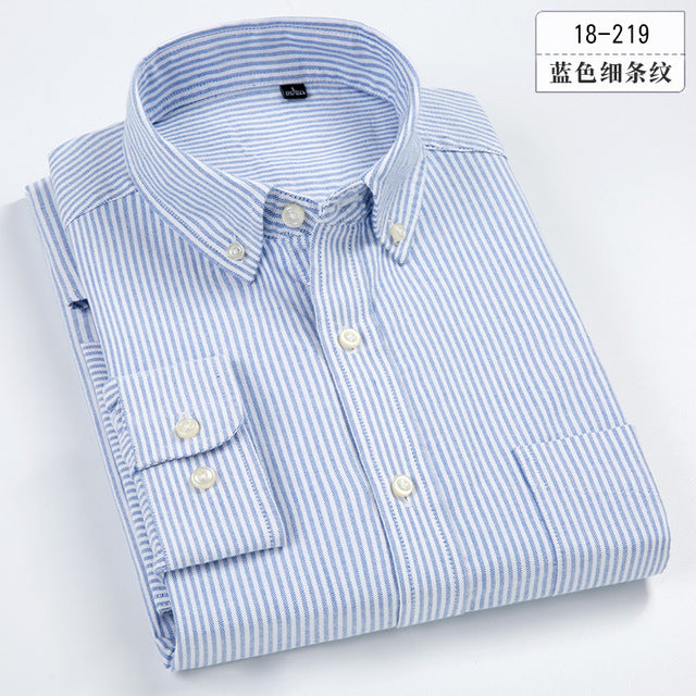 100% Cotton Men'sStriped  Casual Long Sleeve Oxford Business  Shirts